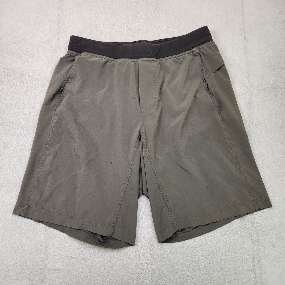 Lululemon T.H.E Shorts Men's L Gray Green 10" Linerless Athletic Gym Training